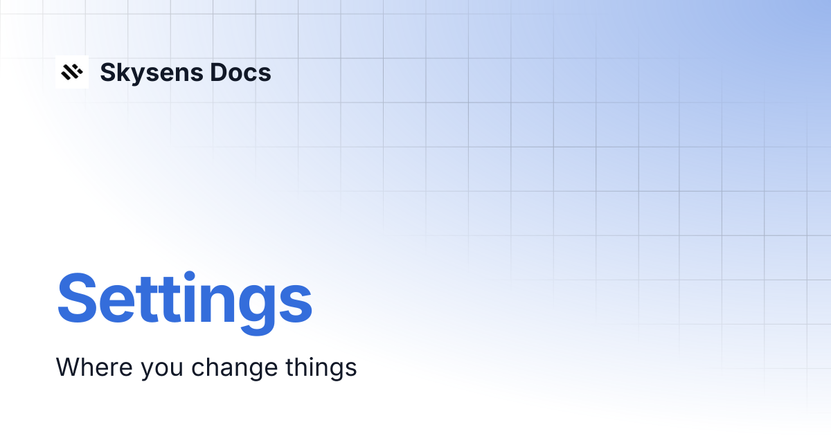 Settings | Skysens Docs